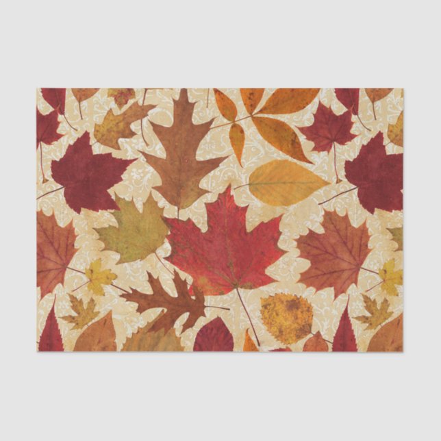 Papier Mousseline Feuille d'automne sur le beige (Recto)