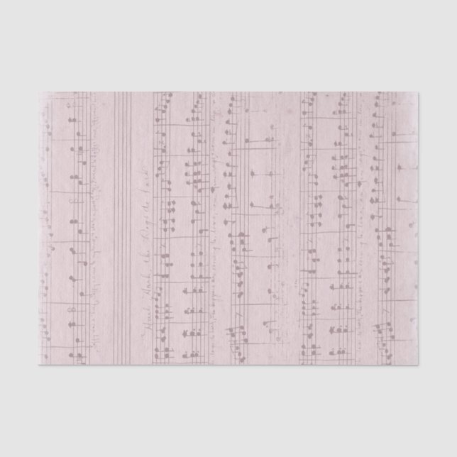 Papier Mousseline feuille de musique rose vintage (Recto)