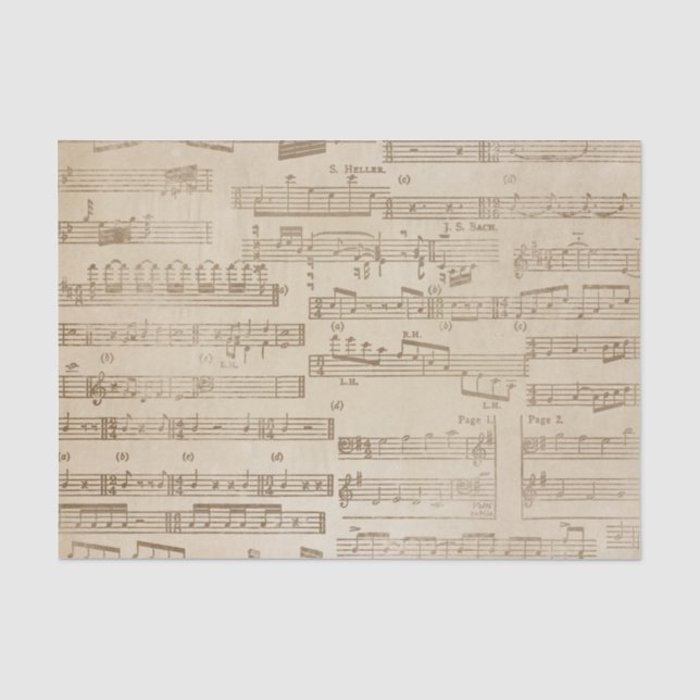 Papier Mousseline Feuille de musique vintage (Recto)