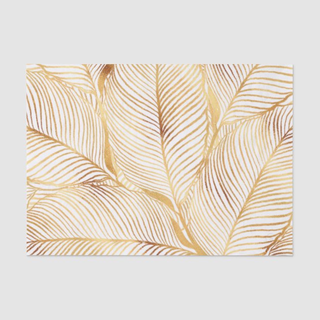 Papier Mousseline Feuille d'or blanc Motif élégant (Recto)