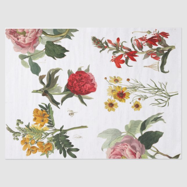 Papier Mousseline Feuille florale de Decoupage d'éléments de journal (Recto)