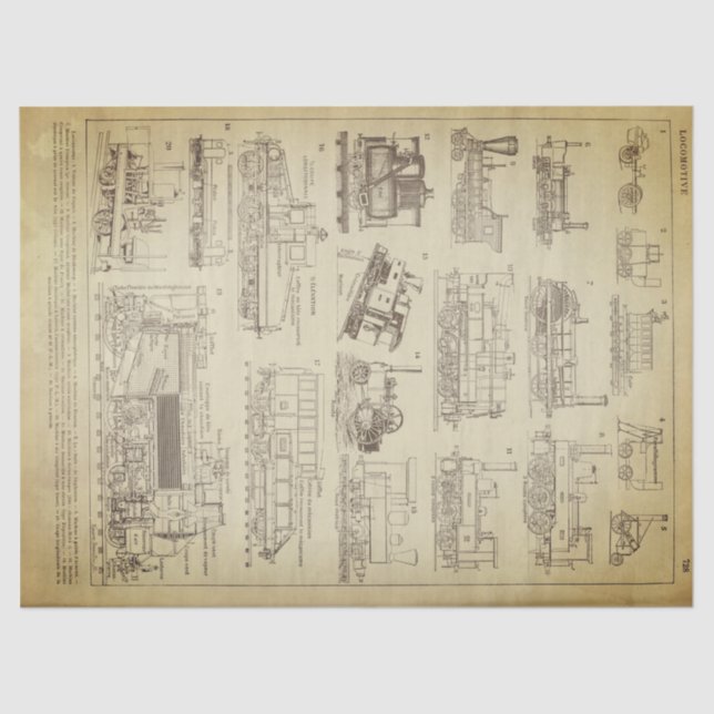 Papier Mousseline Feuille locomotive grunge de Decoupage (Recto)