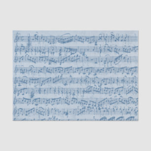 Papier Mousseline Feuille Musique Bleu Découpage Vintage manuscrit