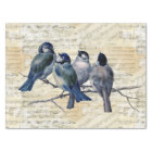 Feuille Vintage Blue Birds Music Tissus Paper
