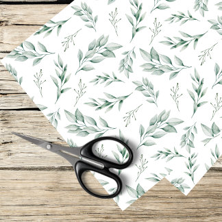 Papier Mousseline feuilles aquarelle et verdure