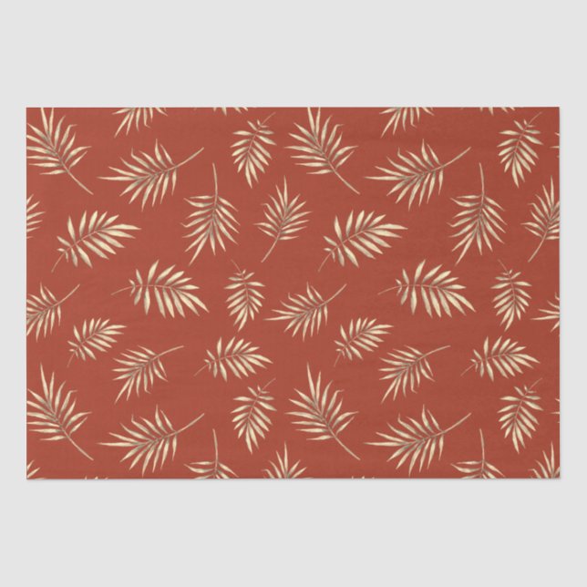 Papier Mousseline Feuilles automnales en terre cuite (Recto)