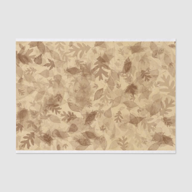 Papier Mousseline Feuilles automne-automne à Sepia Brown (Recto)