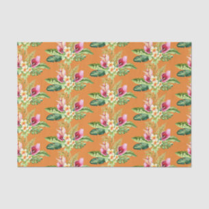 Papier Mousseline Feuilles botaniques tropicales Hibiscus de toutes