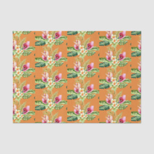Papier Mousseline Feuilles Botaniques Tropicales Hibiscus Toute Coul