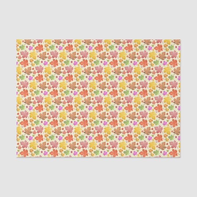 Papier Mousseline Feuilles d'automne peintes Motif de feuilles d'éra (Recto)