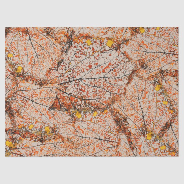 Papier Mousseline Feuilles d'automne séchées délicates Papier Tissu  (Recto)