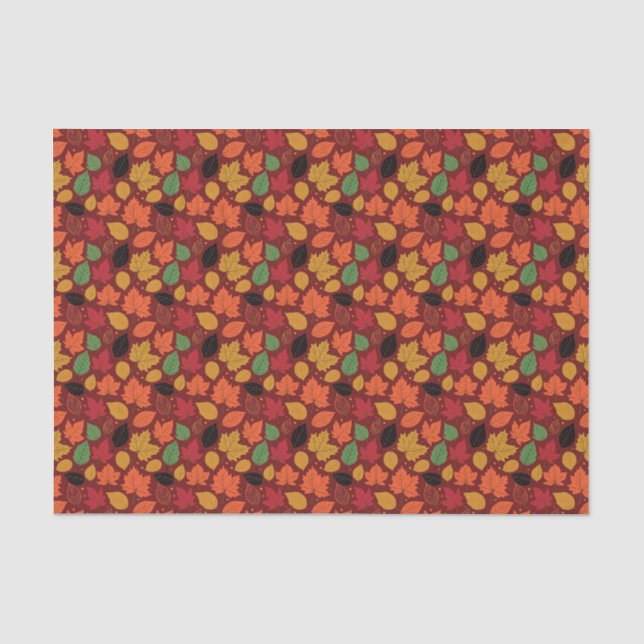 Papier Mousseline Feuilles d'automne vibrantes Motif multicolores (Recto)