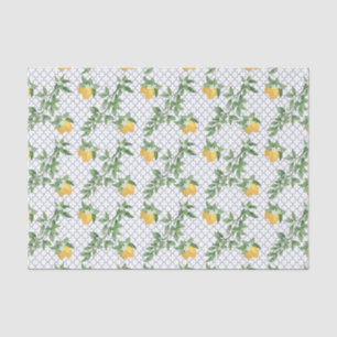 Papier Mousseline Feuilles de citrons carreaux blancs Botanique Frui