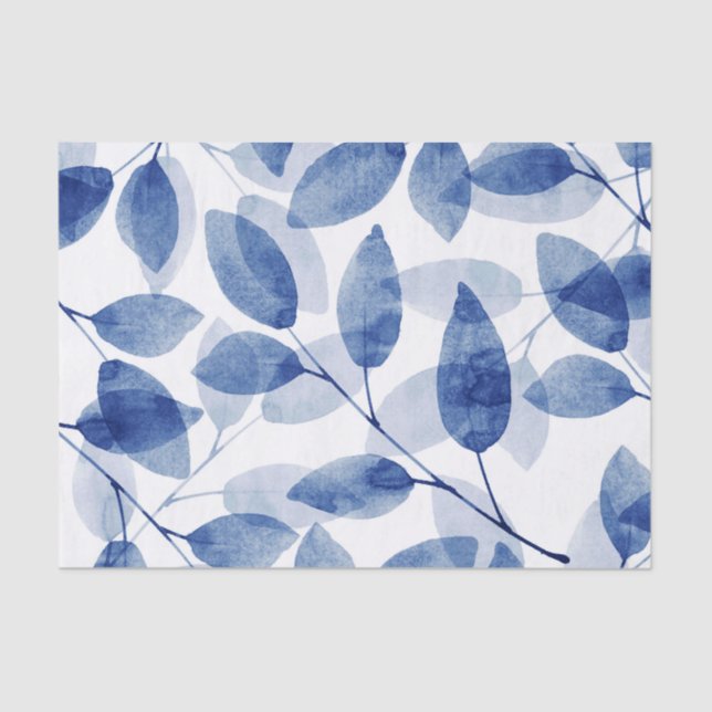 Papier Mousseline Feuilles de l'aquarelle Indigo (Recto)