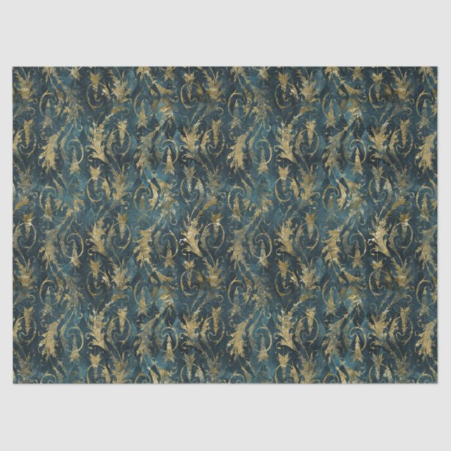 Papier Mousseline Feuilles d'or Abstraits sur la page Découpage vert (Recto)