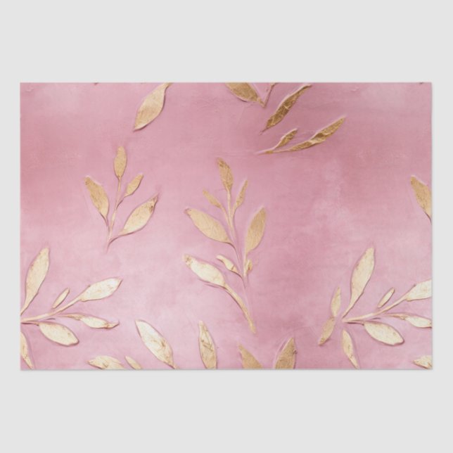 Papier Mousseline Feuilles en or rose Glam (Recto)
