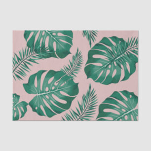Papier Mousseline Feuilles Pink & Green Palm sans couture Motif