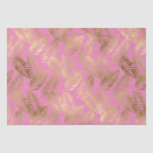 Papier Mousseline Feuilles tropicaux Chic Pink Gold (Recto)