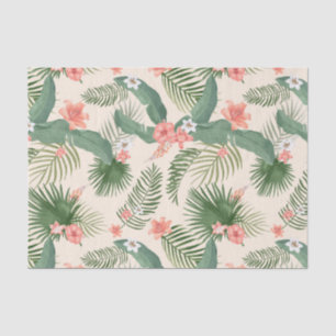 Papier Mousseline Feuilles tropicaux et fleurs Motif de la jungle  