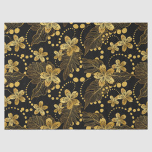 Papier Mousseline Feuilles tropicaux et fleurs sans couture motif en