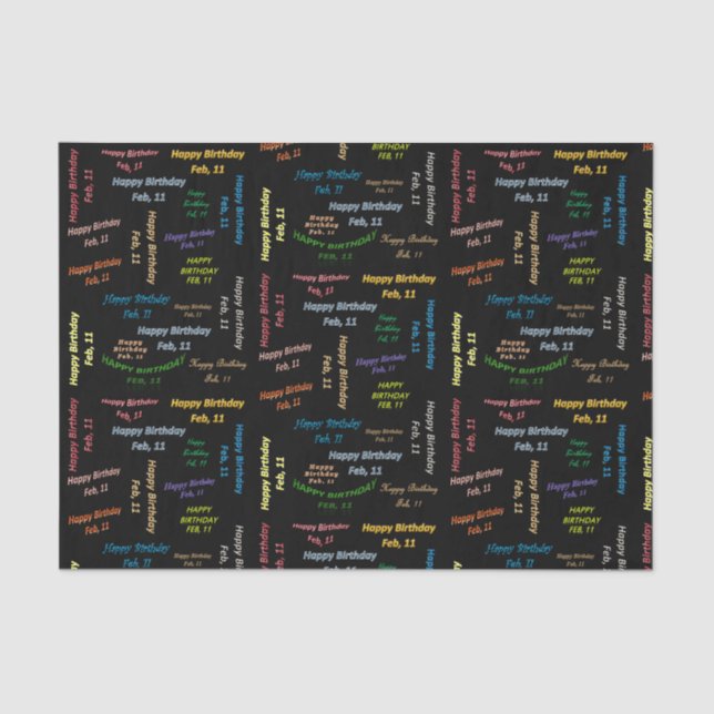 Papier Mousseline Février, 11 Anniversaire Tissue Paper (Recto)