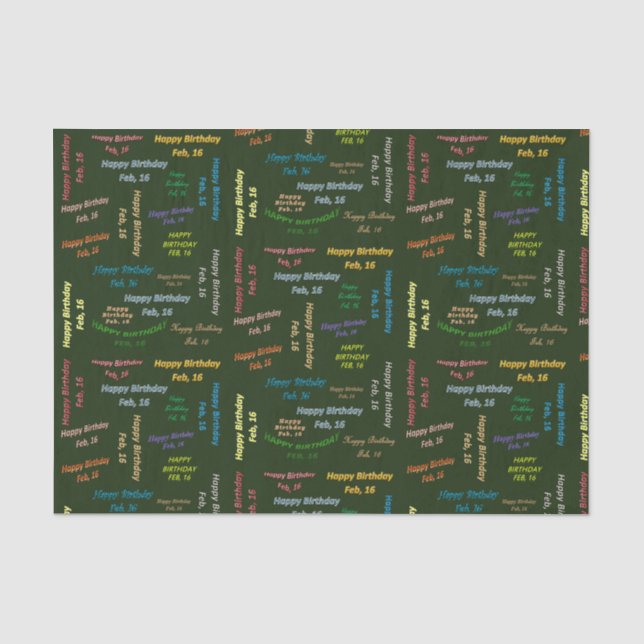 Papier Mousseline Février, 16 Anniversaire Tissue Paper (Recto)