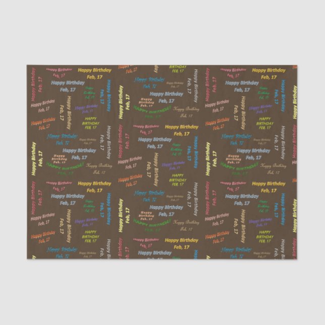 Papier Mousseline Février, 17 Anniversaire Tissue Paper (Recto)