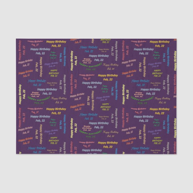 Papier Mousseline Février, 22 Anniversaire Tissue Paper (Recto)