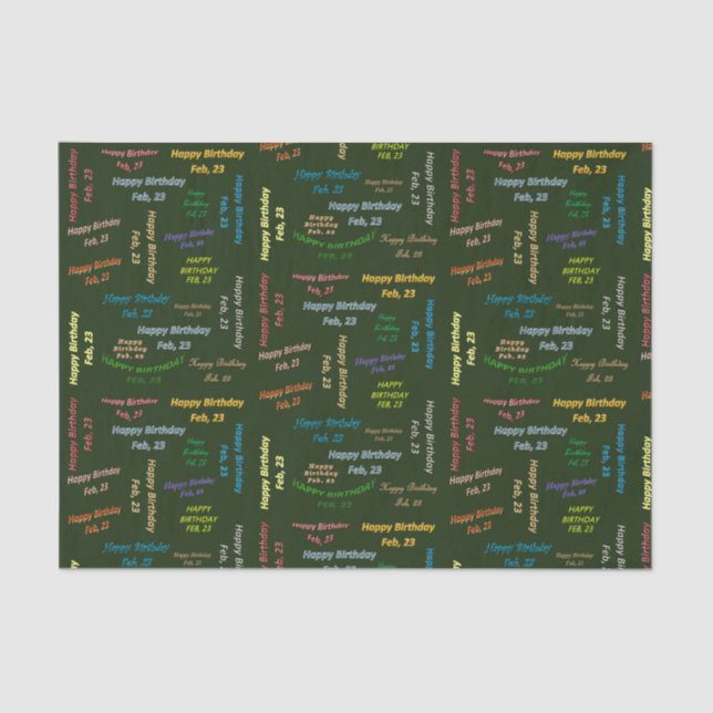 Papier Mousseline Février, 23 Anniversaire Tissue Paper (Recto)