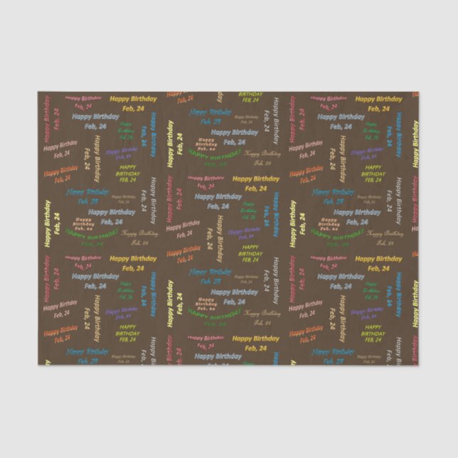 Papier Mousseline Février, 24 Anniversaire Tissue Paper (Recto)