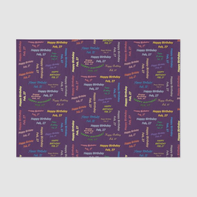 Papier Mousseline Février, 27 Anniversaire Tissue Paper (Recto)