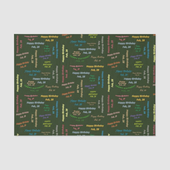 Papier Mousseline Février, 28 Anniversaire Tissue Paper (Recto)