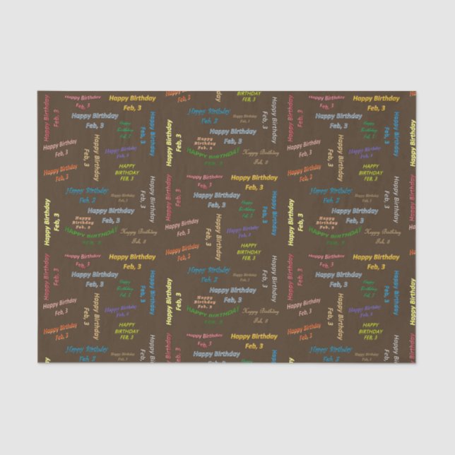 Papier Mousseline Février 3 Anniversaire Tissue Paper (Recto)