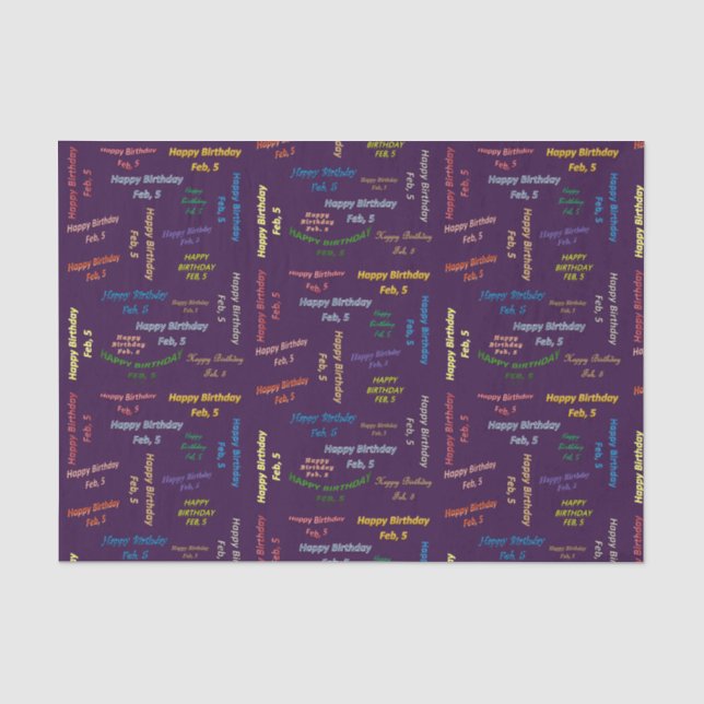 Papier Mousseline Février 5 Anniversaire Tissue Paper (Recto)