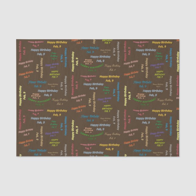 Papier Mousseline Février 9 Anniversaire Tissue Paper (Recto)