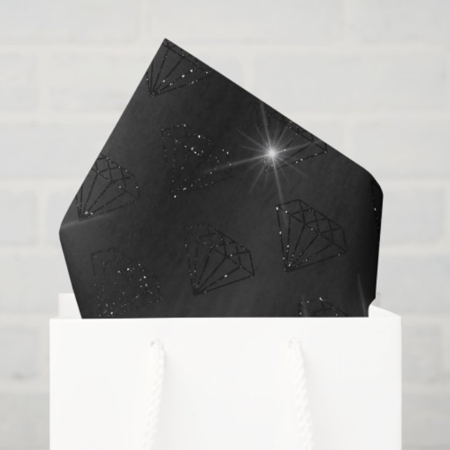 Papier Mousseline Fiançailles Mariage élégant au diamant noir (Sac cadeau)