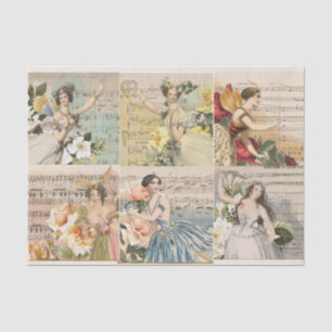 Papier Mousseline Fiche de collage Musique Danseuse Tissu