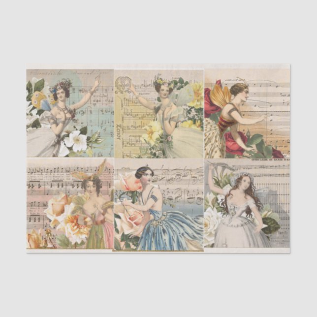 Papier Mousseline Fiche de collage Musique Danseuse Tissu (Recto)