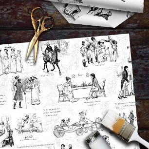 Papier Mousseline Fierté et préjugé Citations de toile blanche noire