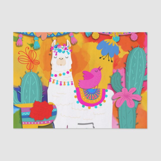 Papier Mousseline Fiesta Llama Cinco De Mayo Fête Anniversaire Favor (Recto)