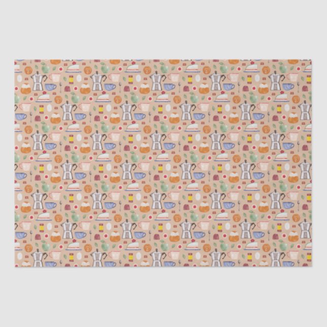 Papier Mousseline Fika (Poche d'appel d'offres) - Motif d'aquarelle (Recto)