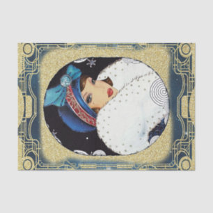 Papier Mousseline Fil de Noël Fille Grosse fourrure blanche