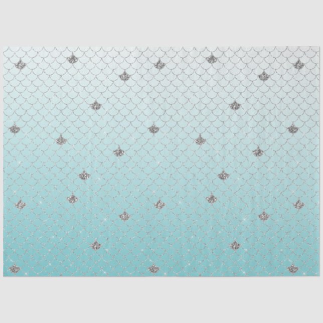Papier Mousseline Fille Aqua Parties scintillant Argent Étincelle Si (Recto)