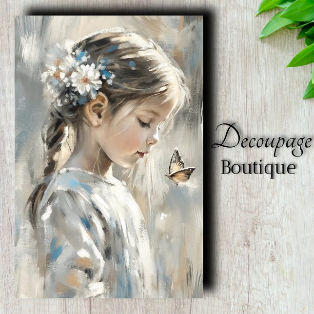 Papier Mousseline Fille au Papillon Découpe Daisy (Daisy Butterfly Girl Decoupage Tissue Paper)