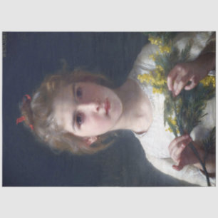Papier Mousseline Fille avec Mimosa, Bouguereau