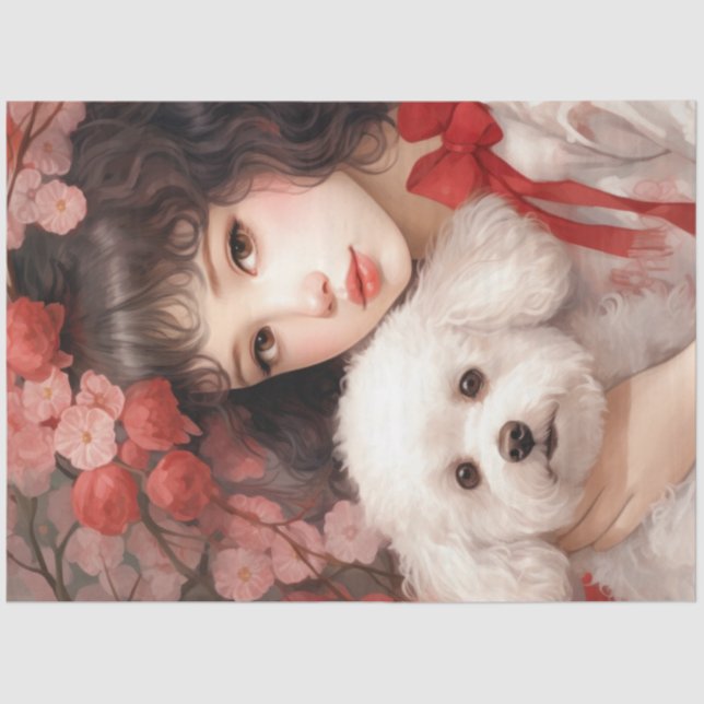 Papier Mousseline Fille avec un mignon papier de tissus de chien (Recto)