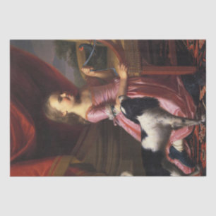 Papier Mousseline Fille avec un oiseau et un chien (John Singleton C
