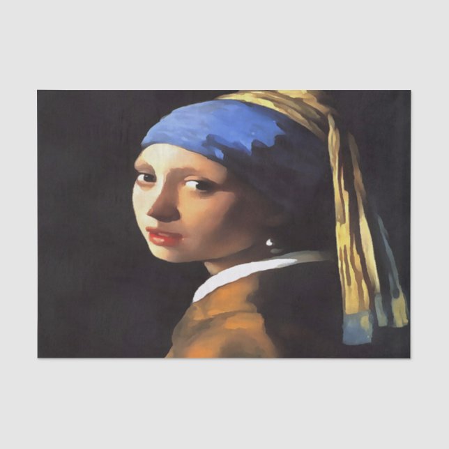 Papier Mousseline Fille avec une perle qui écoute après Johannes Ver (Recto)