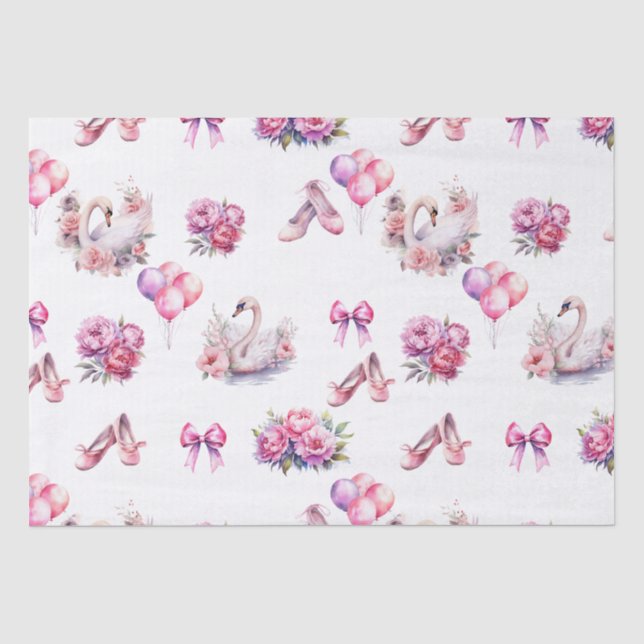 Papier Mousseline Fille Ballet Rose Floral (Recto)