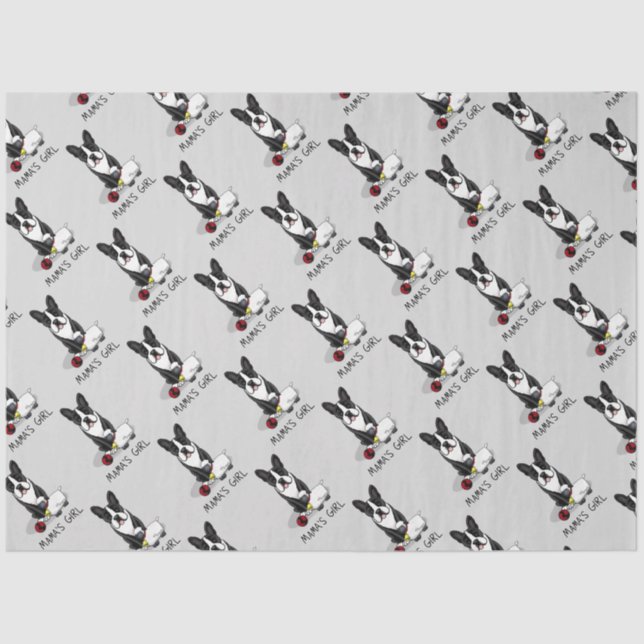 Papier Mousseline Fille de maman #2 Boston Terrier (noir) - Chien mi (Recto)